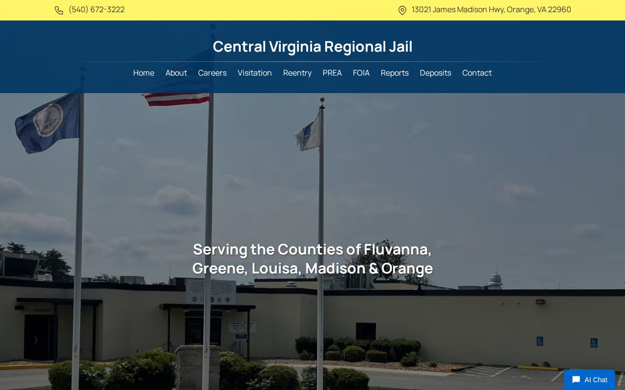 Central Virginia Regional Jail Madison County regional custody records source